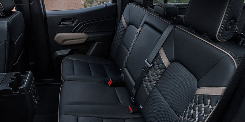 Close up image of the back seats of a 2024 GMC Canyon AT4X
