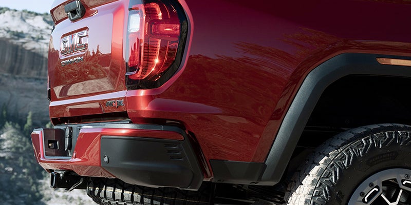 Close up rear view image of a 2024 GMC Canyon